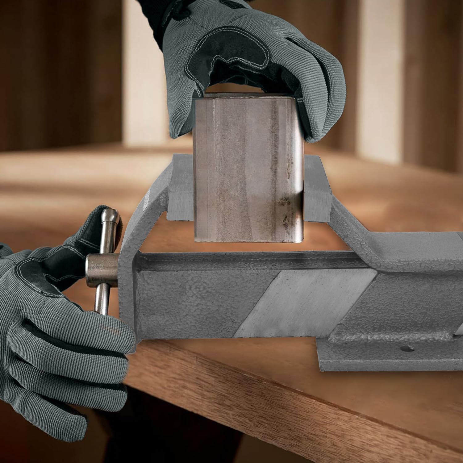 WOLFPACK LINEA PROFESIONAL Tornillo Banco Acero 100 mm. Banco De Mesa, Tornillo Sujeción, Abrazadera De Banco