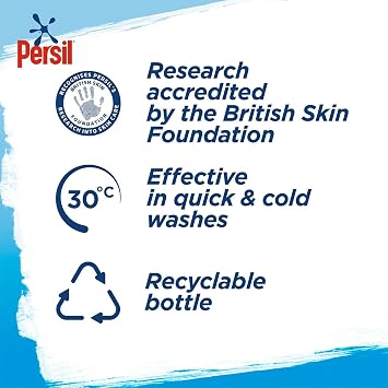 Persil L Washing Liquid Detergent Outstanding Stain Removal Quick and Cold Wash Tough on Stains Gentle Next to Sensitive Skin 95 Washes, 2.565 Litre (Pack of 3, Non Bio)