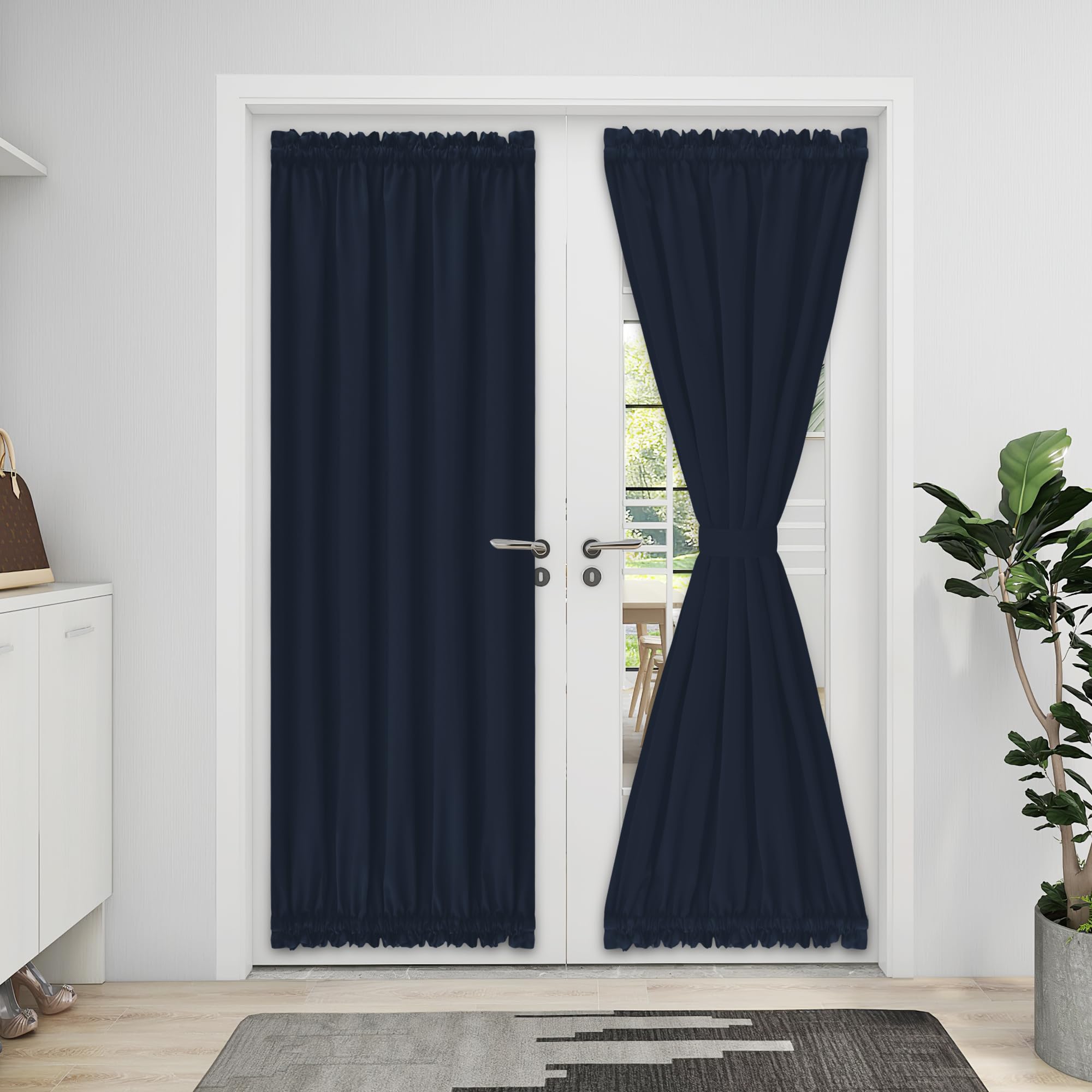 Rideaux occultants pour fenetre laterale salon bleu marine 182cm