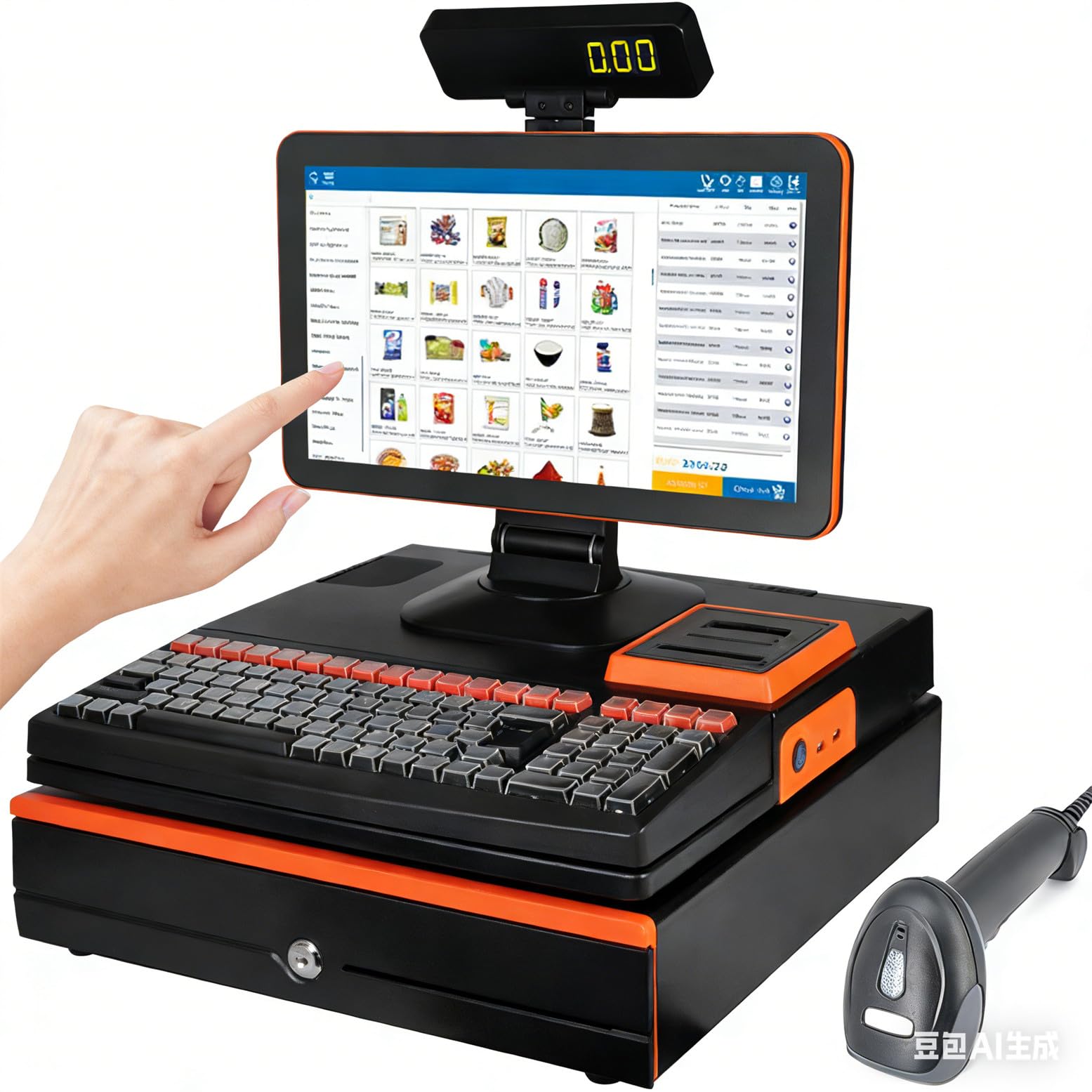 JozyJul Restaurant POS System with 15.6" Touch Screen Monitor and Built-in 58mm Kitchen/Receipt Printer, i5, 8GB RAM, 128GB SSD SingleScreen