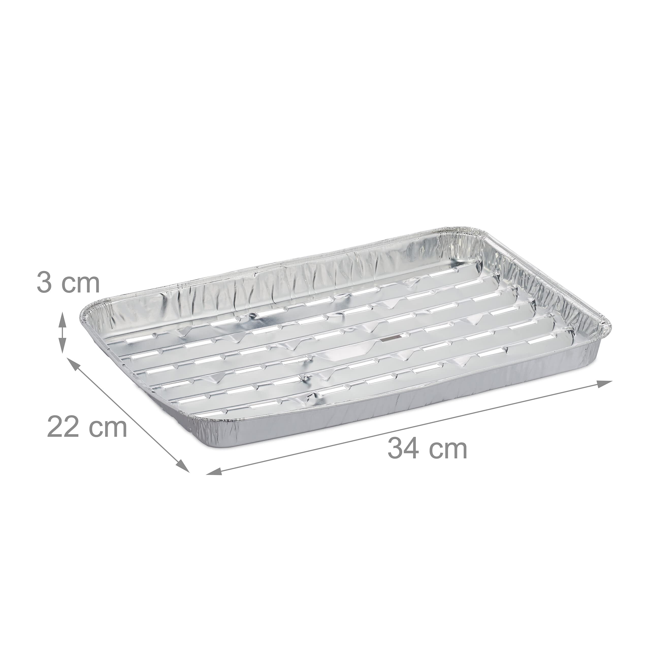Relaxdays Barquette en Aluminium, lot Pratique de 100, avec Fentes, supportant jusqu'à 260°C, 34 x 22 cm, argenté