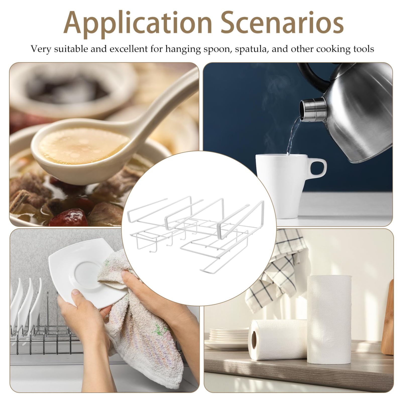 PRETYZOOM Ganci per Tazze Sottopensile in Ferro Portaoggetti da Cucina Organizer Salvaspazio senza Supporto Inferiore per Appendere Cucchiai e Spatole