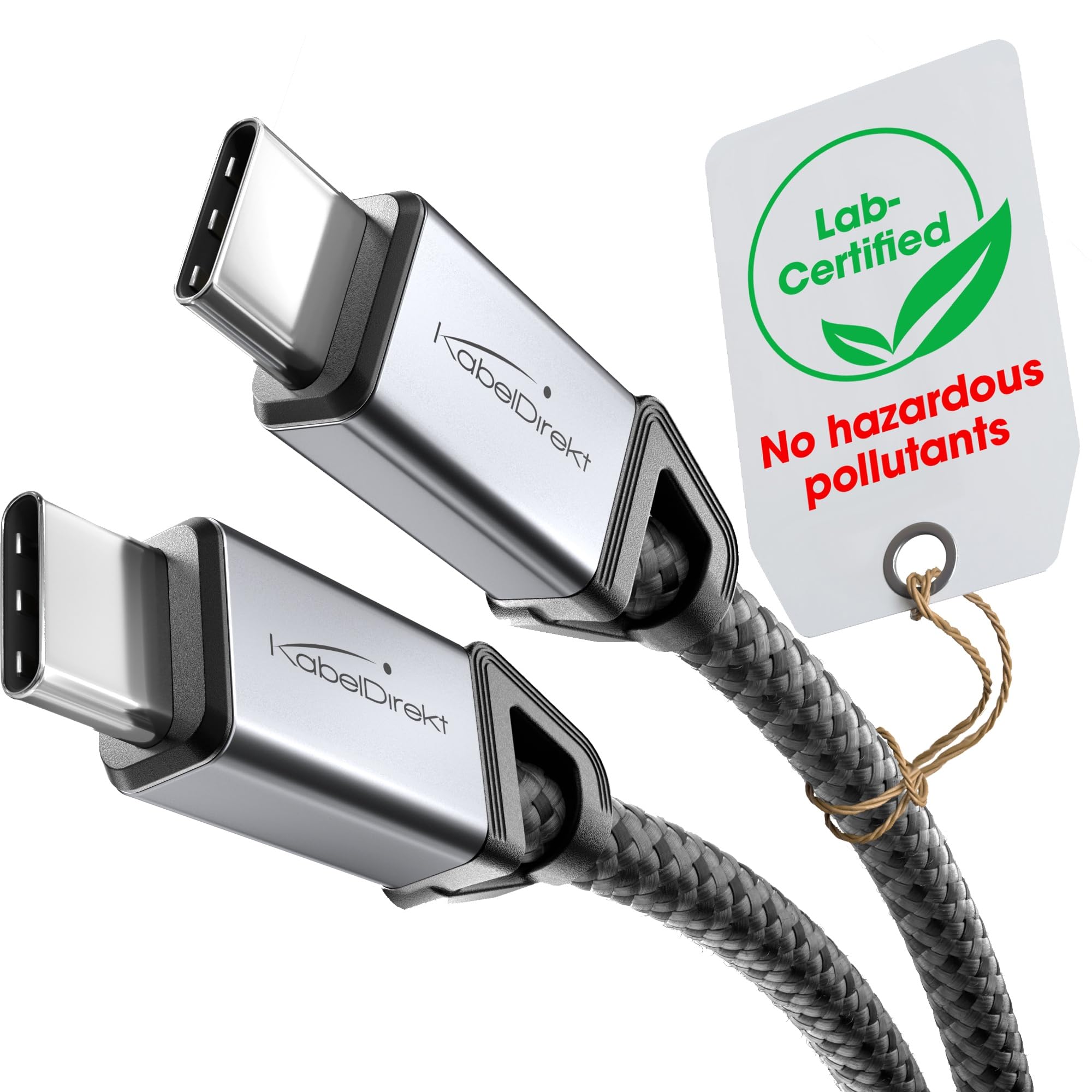 KabelDirekt – USB C Cable for Fast Charging, Break-Proof Metal Plugs + Nylon Braiding, USB 2.0 – 1m (Charges Phones/Laptops with 60W, Certified Toxin-Free, Works as Charging/Data Cable, Black)