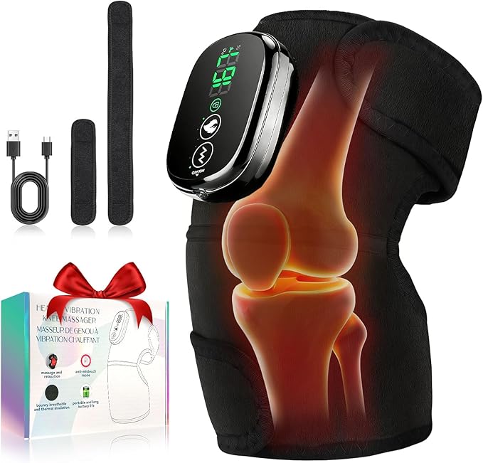 Cordless Rechargeable Knee Massager with Heat and Vibration
