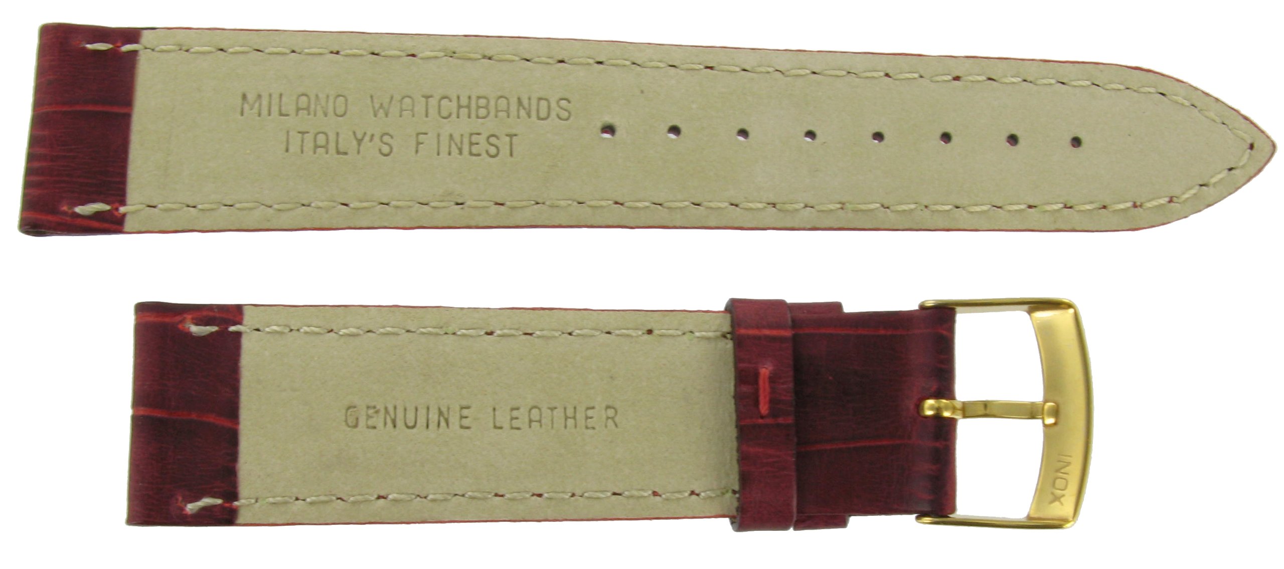 Morellato 20mm Genuine Leather Alligator Grain Padded Stitched Matte Bordo Watch Band 2269