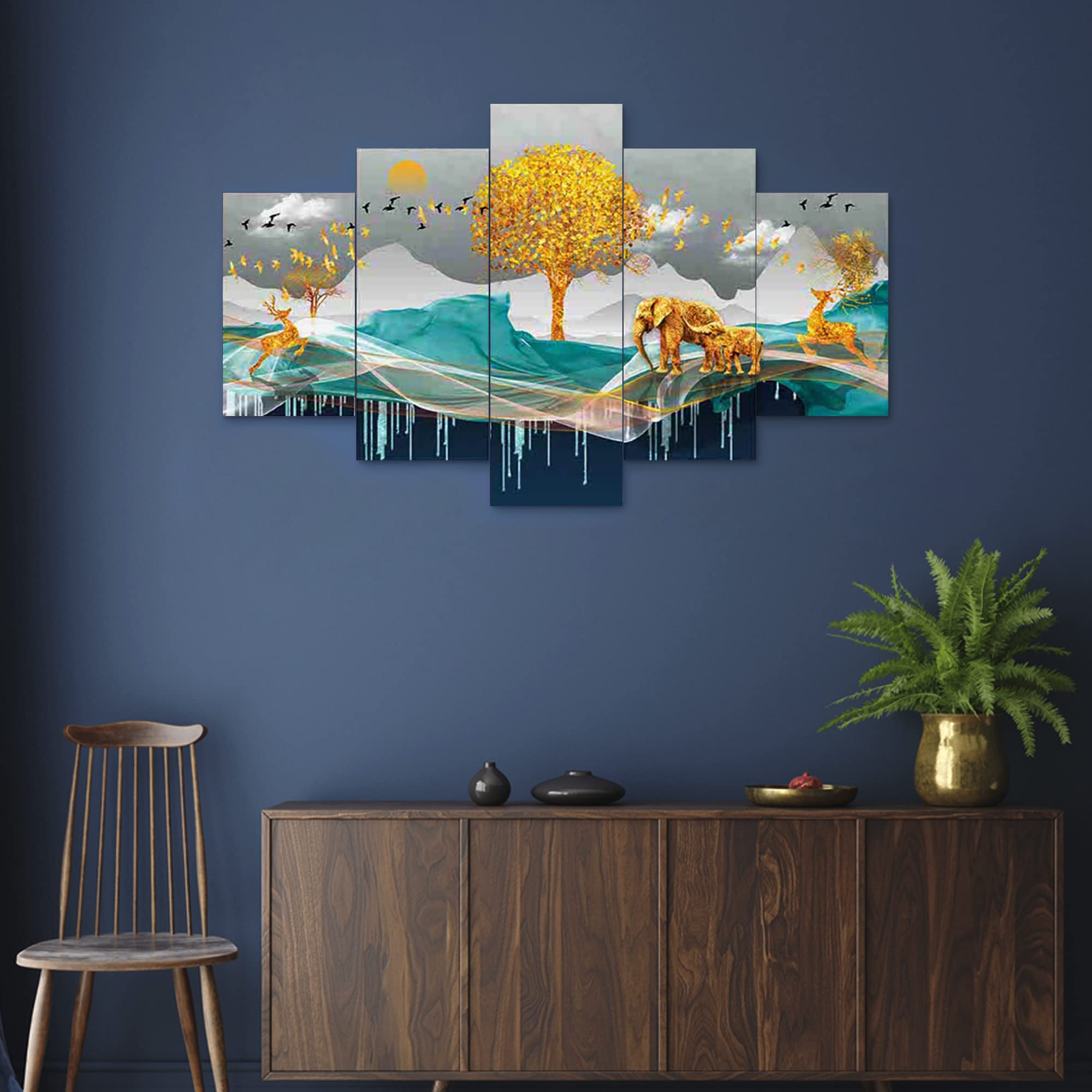 The Styling Space Set of Five Framed Painting for Wall Decoration, 3D Paintings for Home Decoration, Paintings for Living Room, Bedroom Big Size (75 X 43 CM) XZC