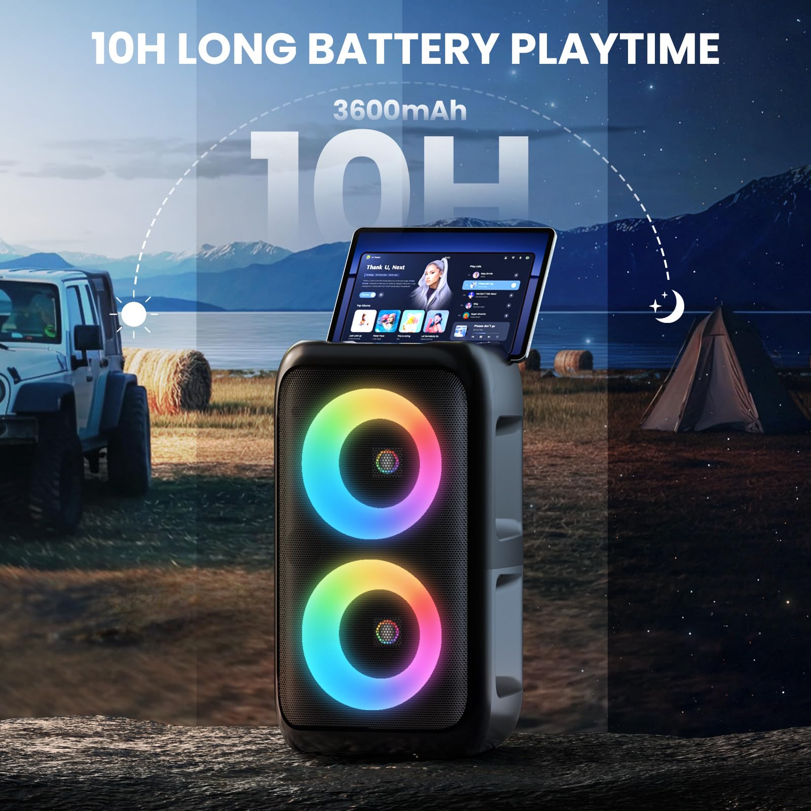 Karaoke Adulte, (Nouveauté 2026) Haut-Parleur Bluetooth Portable Karaoke pour Adultes avec 2 Microphones sans Fil, Système PA pour Adultes et Enfants avec Lumières, Adulte Professionnel