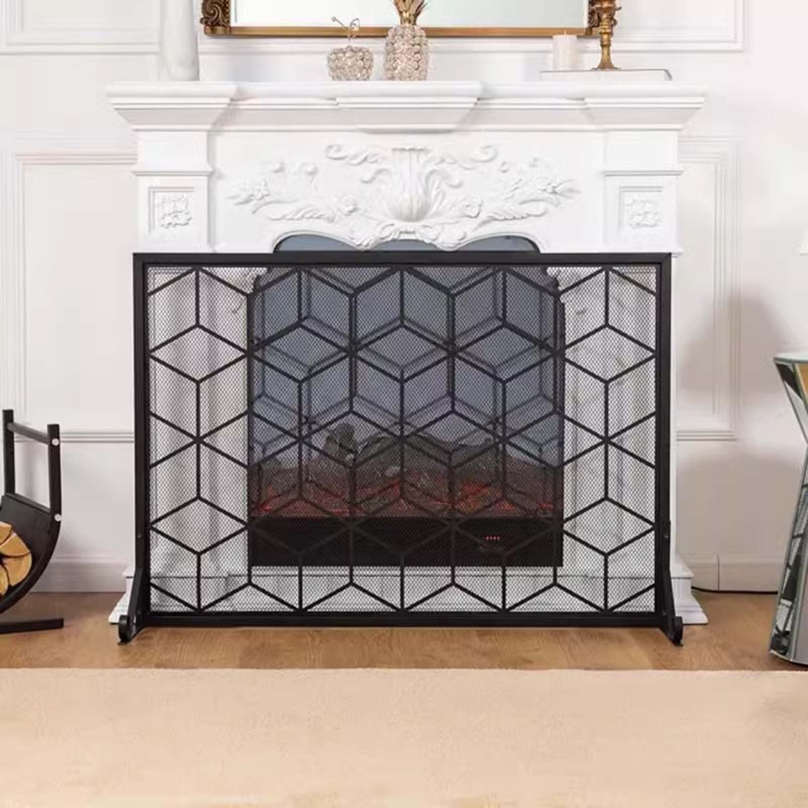 Amazon.co.jp: 暖炉スクリーン 暖炉用スクリーン 頑丈な鉄枠の