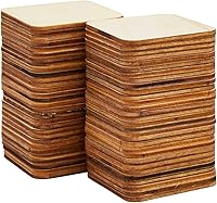 Vista 2 de Paquete de 60 cuadrados de madera de 2 x 2 para manualidades, recortes de madera sin terminar de 0.098 in con esquinas redondeadas
