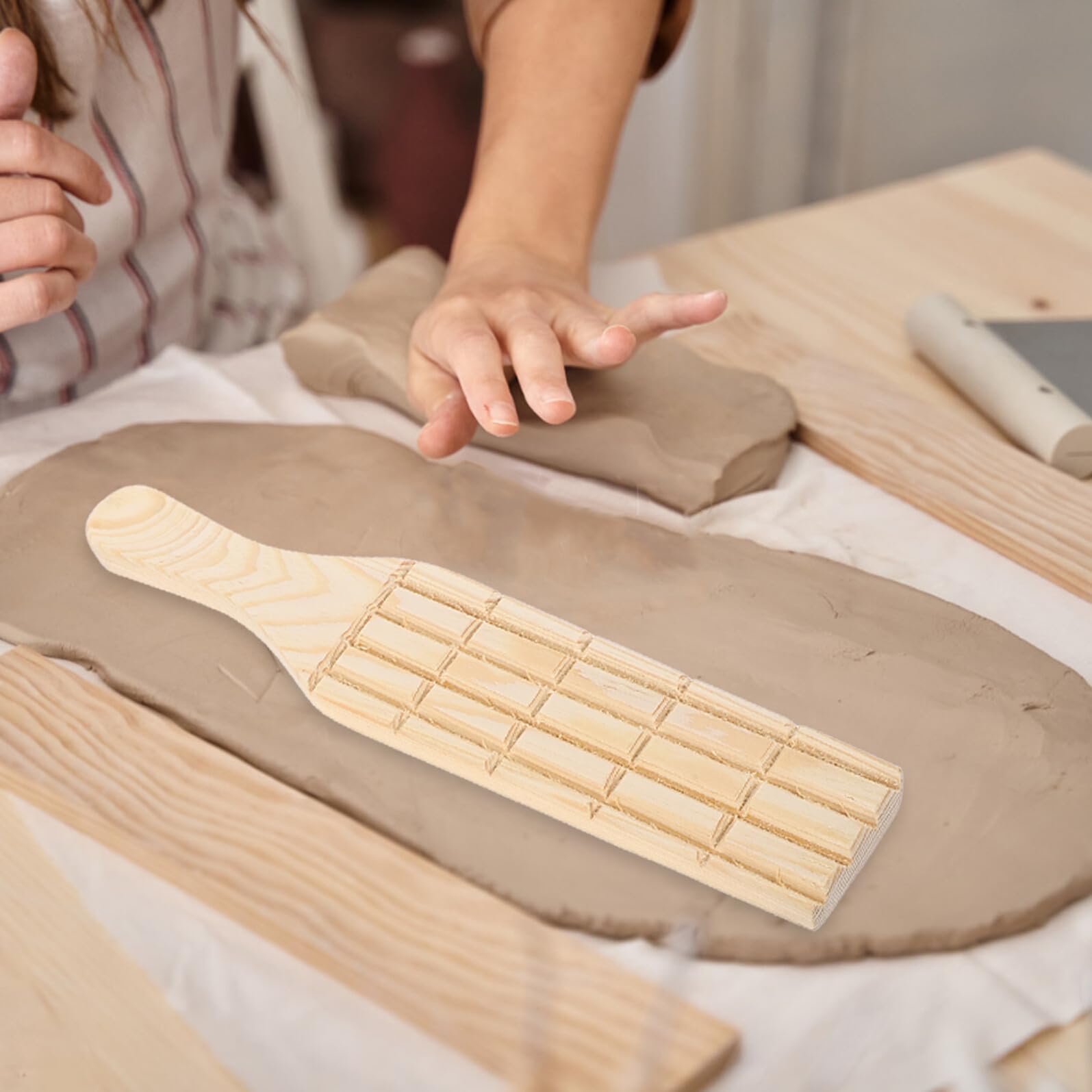 3 Piezas Losa de Arcilla de Cerámica de Madera para Modelar Arcilla Herramientas para Cerámica de Construcción Manual Paleta de Madera Lisa para Principiantes