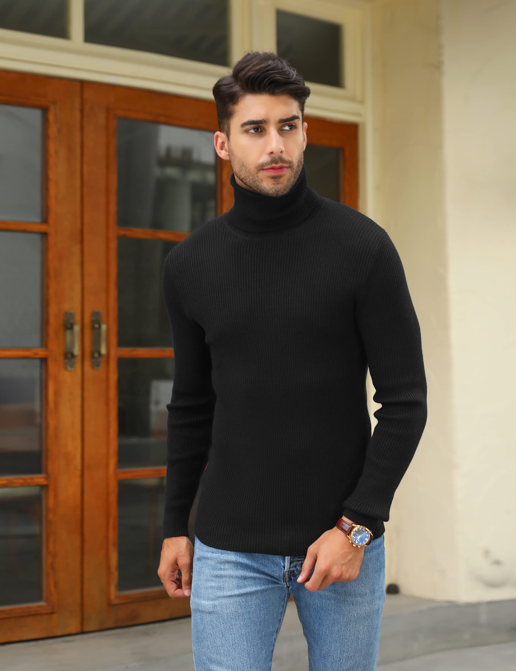 Sykooria Maglione Dolcevita Uomo Invernale Maglioncino a Collo Alto Manica Lunga Maglioni Lupetto Pullover Slim Fit a Costine Maglia Sweater S-XXL