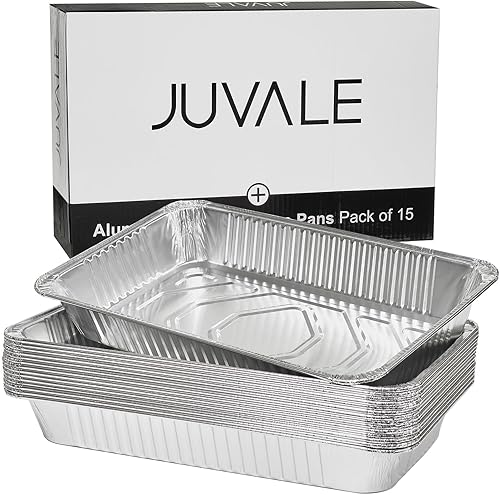 Juvale Sartenes de papel de aluminio de 21 x 13 pulgadas (paquete de 15) bandejas desechables de tamaño completo para mesa de vapor, alimentos,