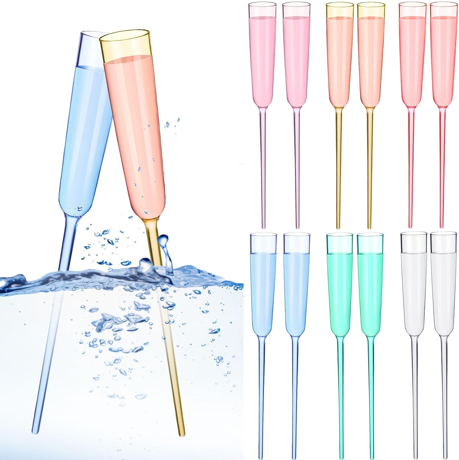 SiliFine 12pcs Floating Wine Glass for Pool 6oz Acrylic