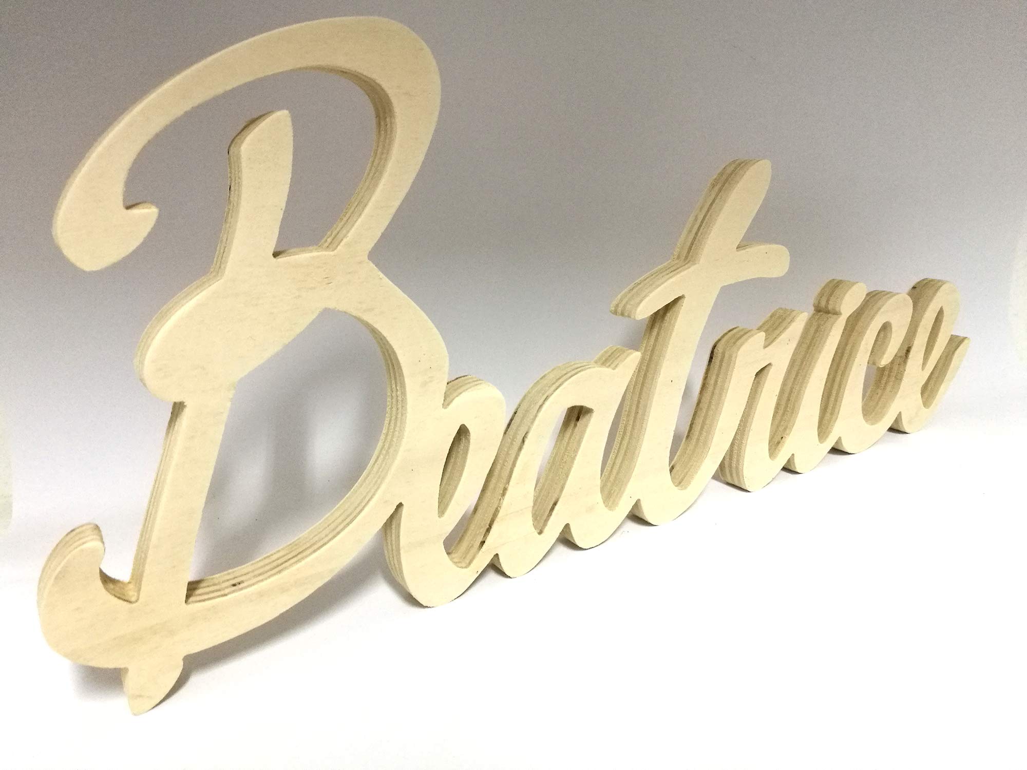Nome Lettere Scritta in legno di pioppo spessore 20mm altezza 25cm larghezza 55cm finitura grezza o shabby RAGALO GADGET COMPLEANNO NASCITA BATTESIMO COMUNIONE CRESIMA NEONATO MATRIMONIO