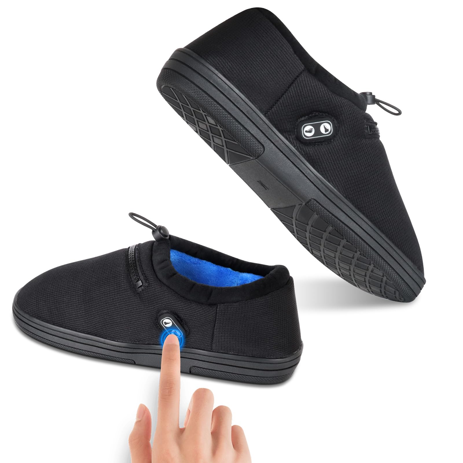 Amiable Zapatillas con Calefacción, Calentador de Pies con Batería de 7,4 V y 3000 mAh, Zapatillas Eléctricas con 4 Nivel, Función Antitacto, Zapatos calefactados para Mantener los