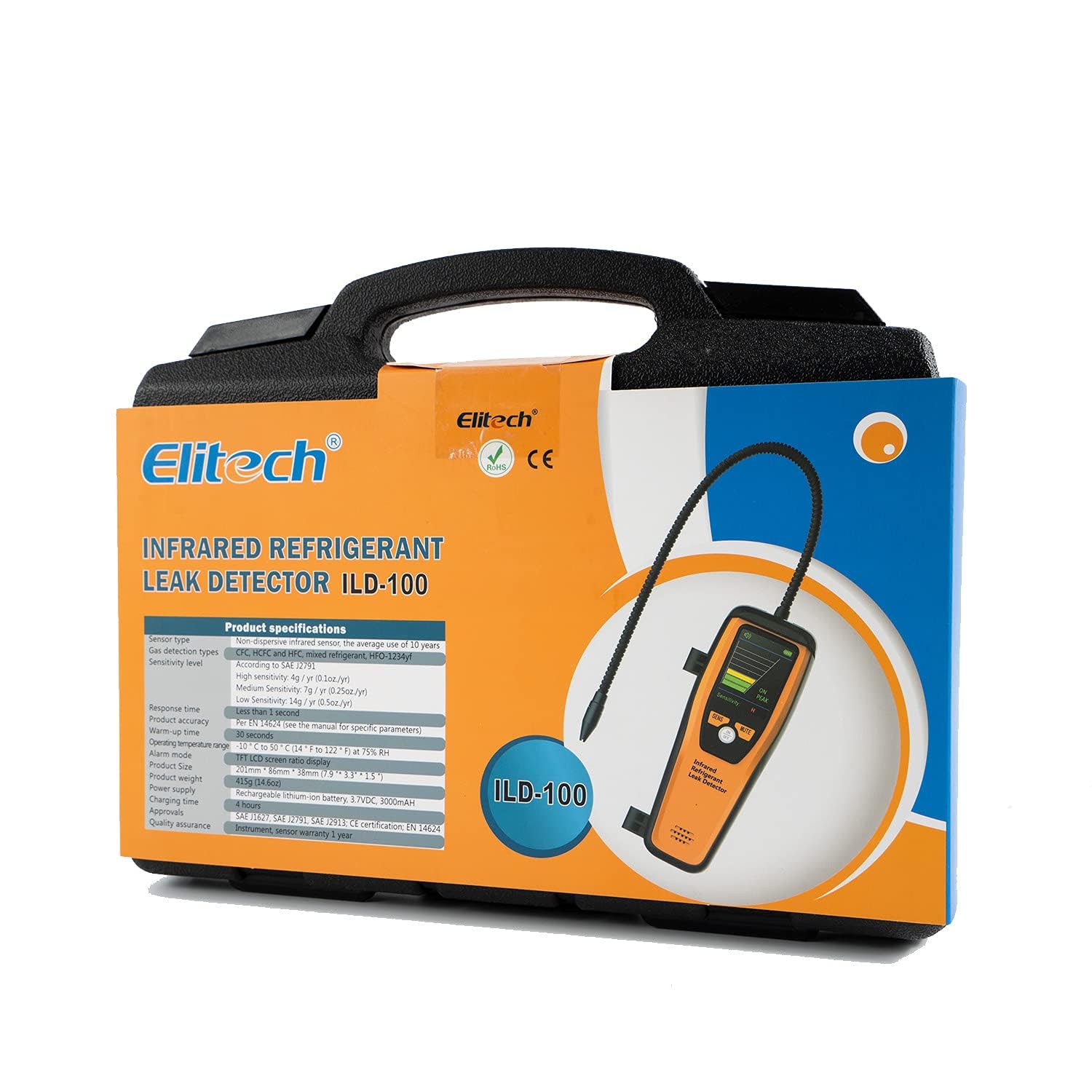 Elitech ILD-100 Détecteur de fuites de gaz réfrigérant Détecteur de fuites halogène HVAC Détecteur de fuites Infrarouge Haute précision