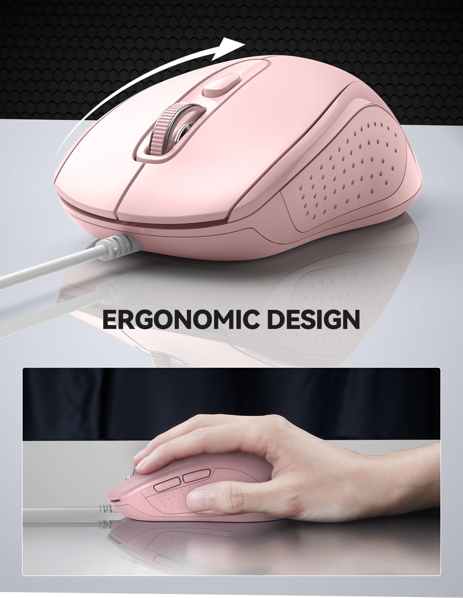 Technet Mouse With Wire Snapklik.com : TECKNET USB Wired Mouse, 3600DPI Corded Computer Mouse