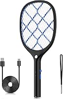 YISSVIC 4000V Electric Fly Swatter Racket - Rechargeable Bug Zapper Mosquito Killer with LED Light for Indoor Outdoor Use