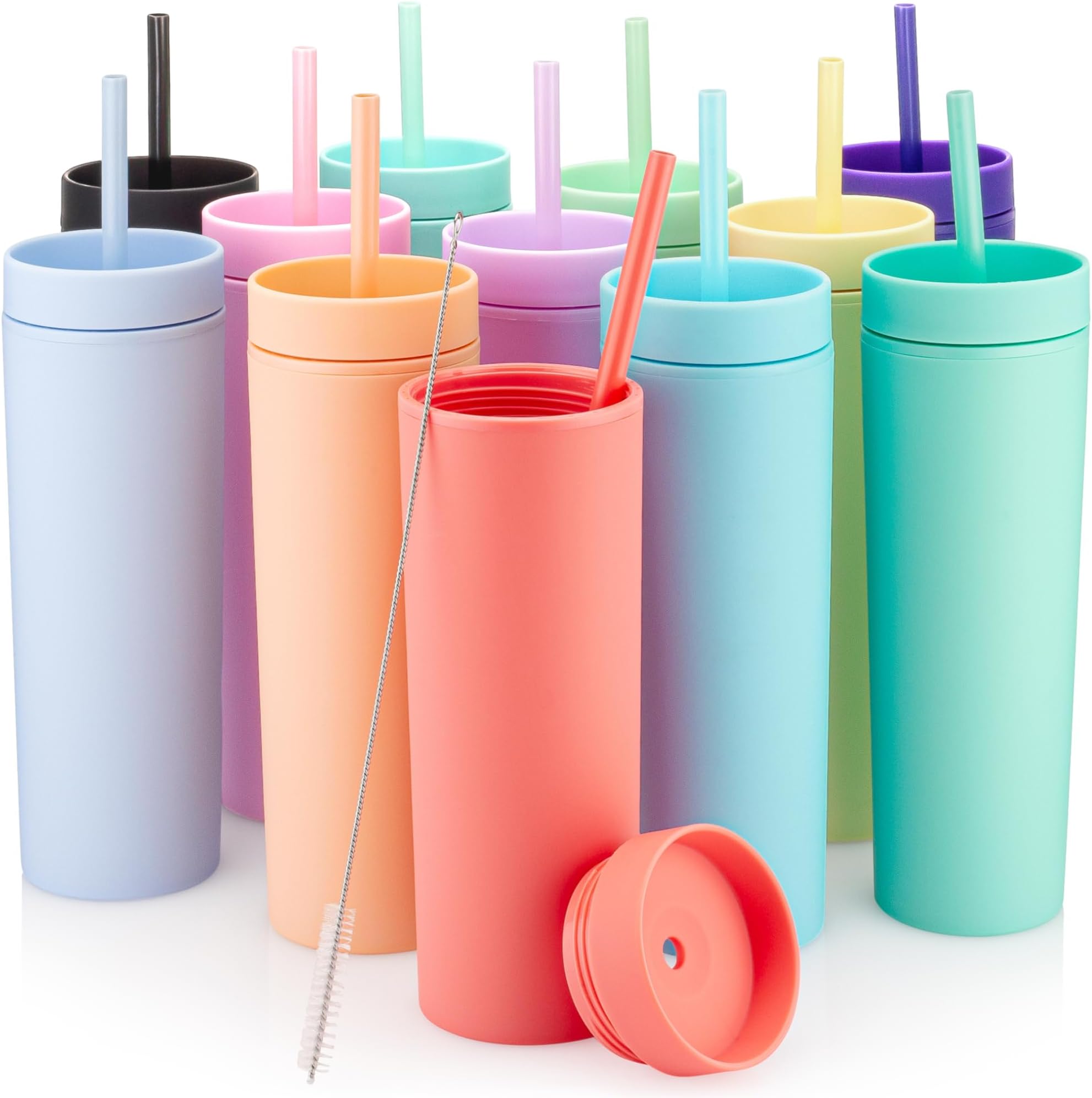 STRATA CUPS SKINNY TUMBLERS Acrylic Tumblers sets - CLEAR and PASTEL 12_24 12