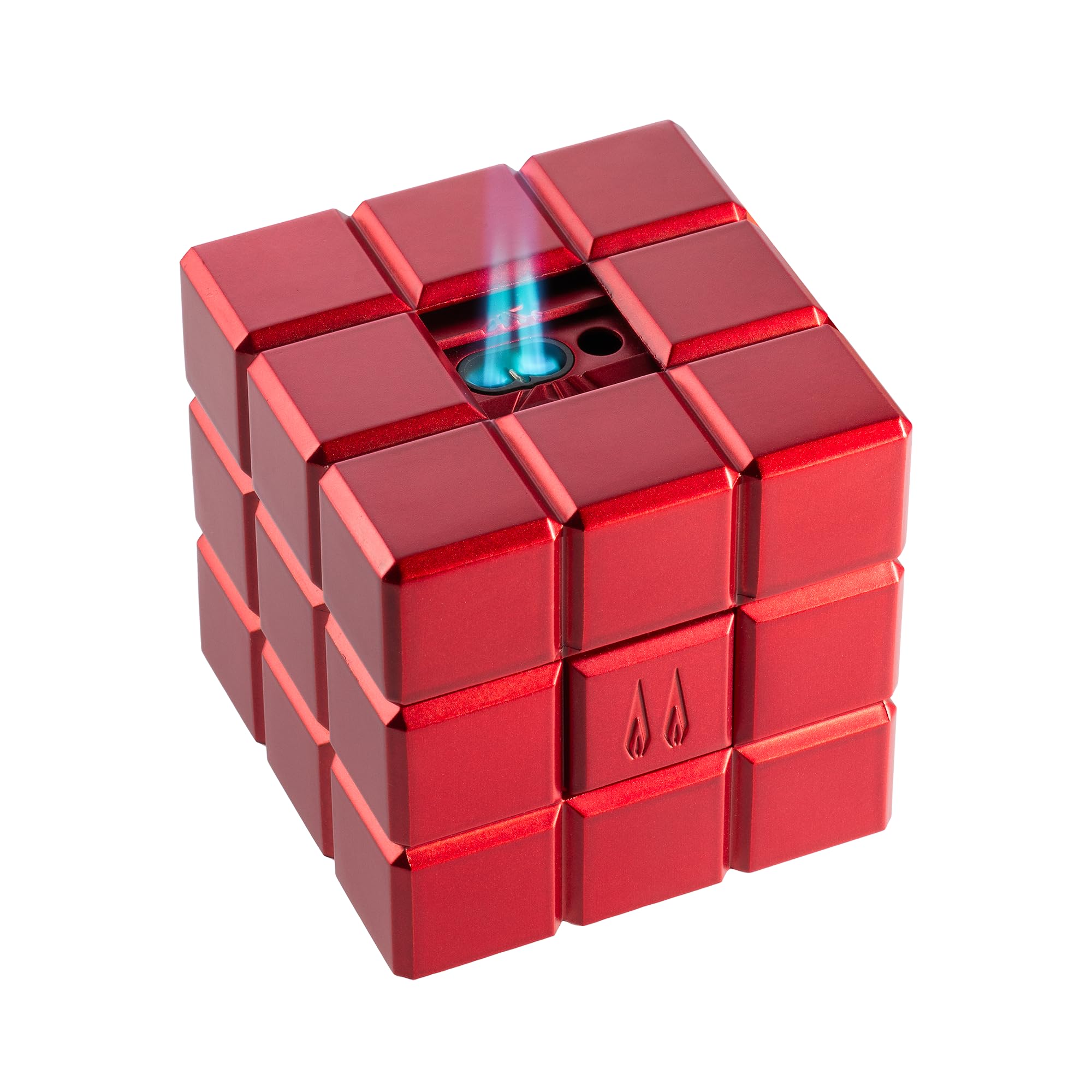 Colibri Heritage Cube Desk Torch Soft Flame Lighter - Uses Butane Refill Red