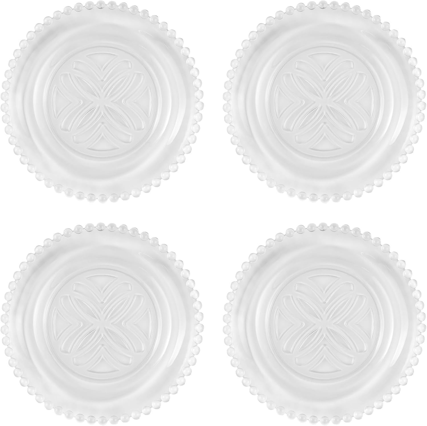 Lilly Pulitzer Glass Appetizer/Dessert Plates, Embossed Cake Plates, Dishwasher Safe, Set of 4