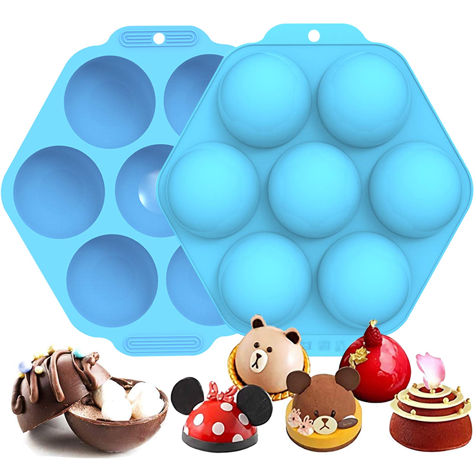 Photo 1 of Large 7-Cavity Semi Sphere Silicone Mold, PartyMars 9 oz Ice Cream Cups With Dome Lids (50 Count), WAQIAGO 150 PCS 5x5 Inch Plastic Clamshell Take Out Tray, and ehightop bags