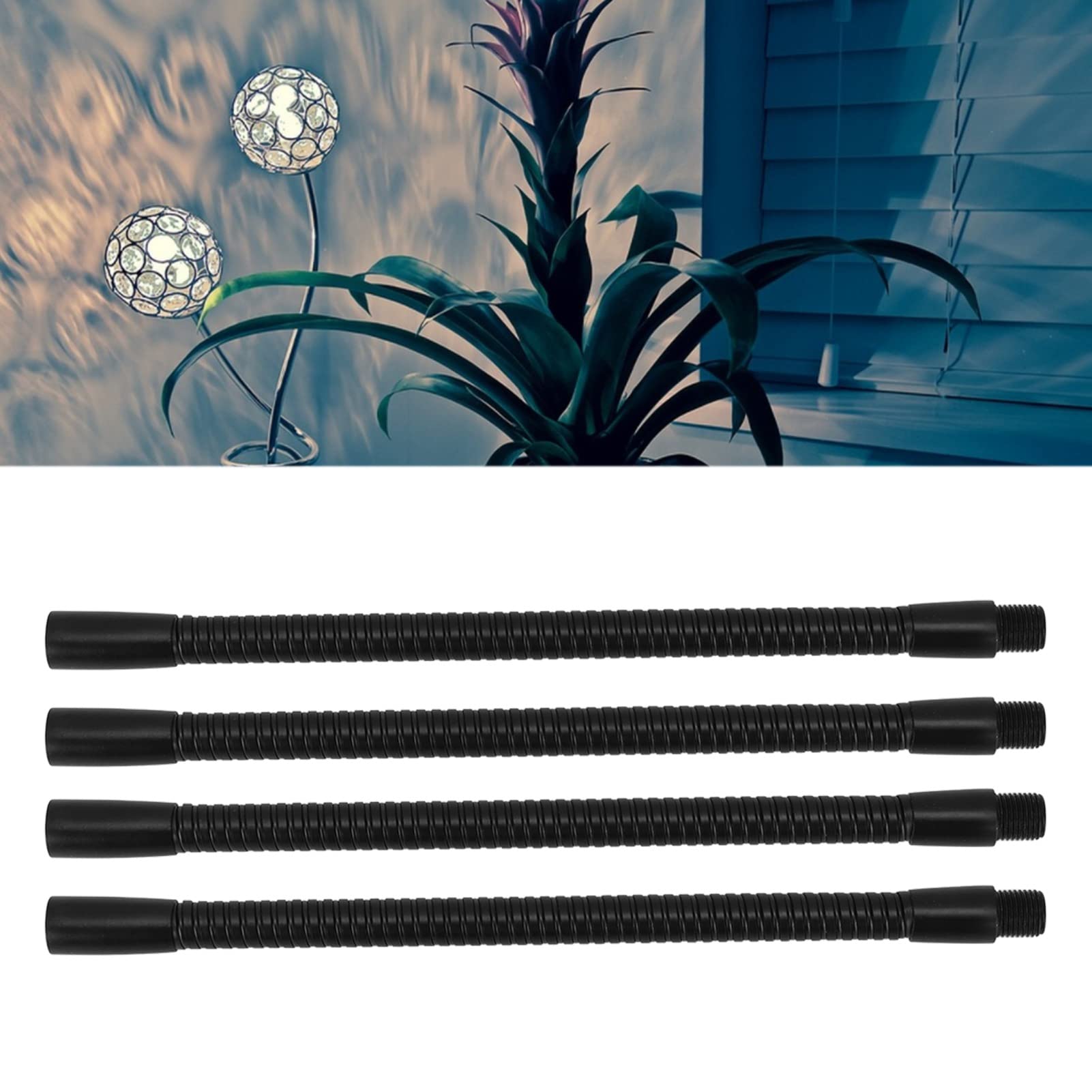 Shanrya Tubo Flessibile per Lampada, 4 Pezzi Tubo Flessibile per Lampada a Collo di Cigno Calibro 10 Mm Universale Regolare per Montaggio Illuminazione (20 cm)