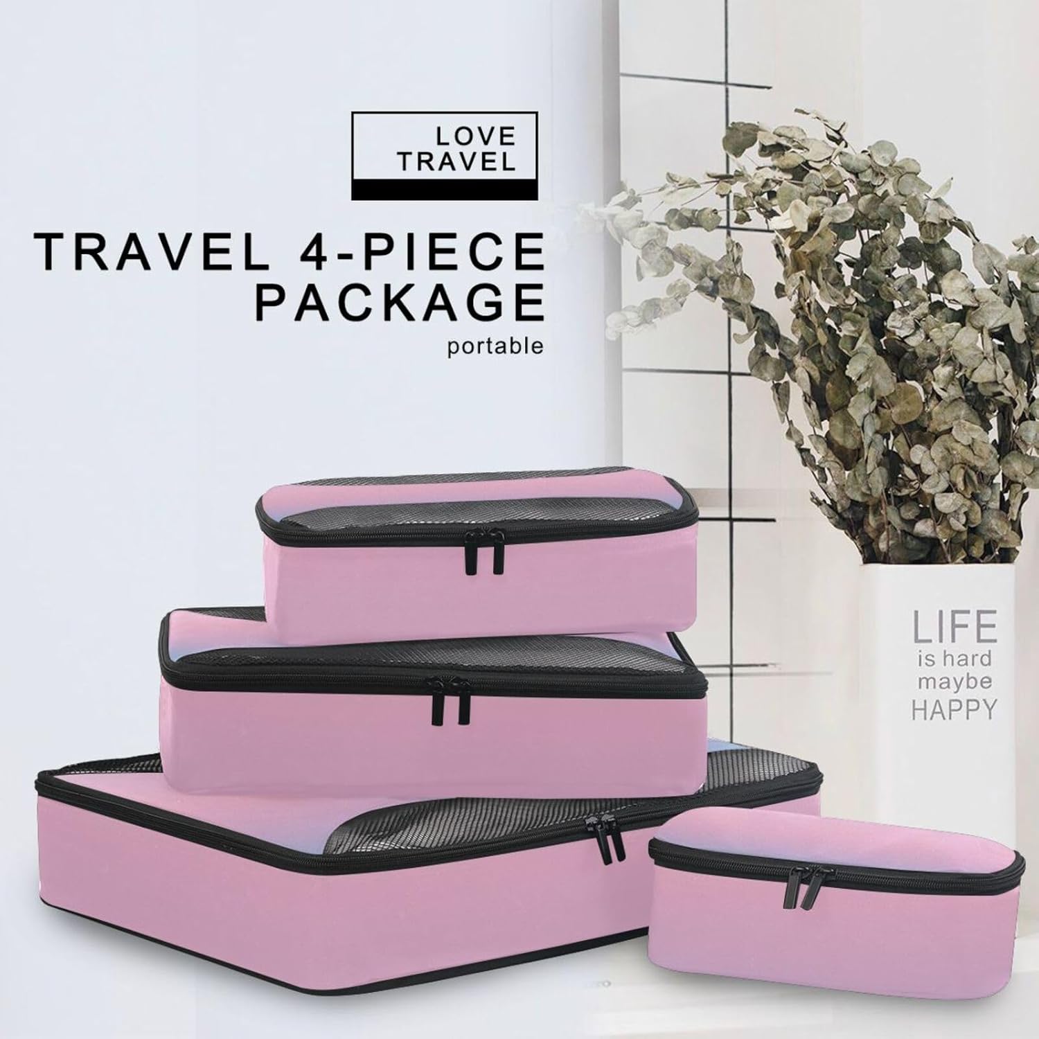 Rainbow Gradient 4 Pcs set organizer bags for Mesh Travel Essentials expandable packing cubes travel