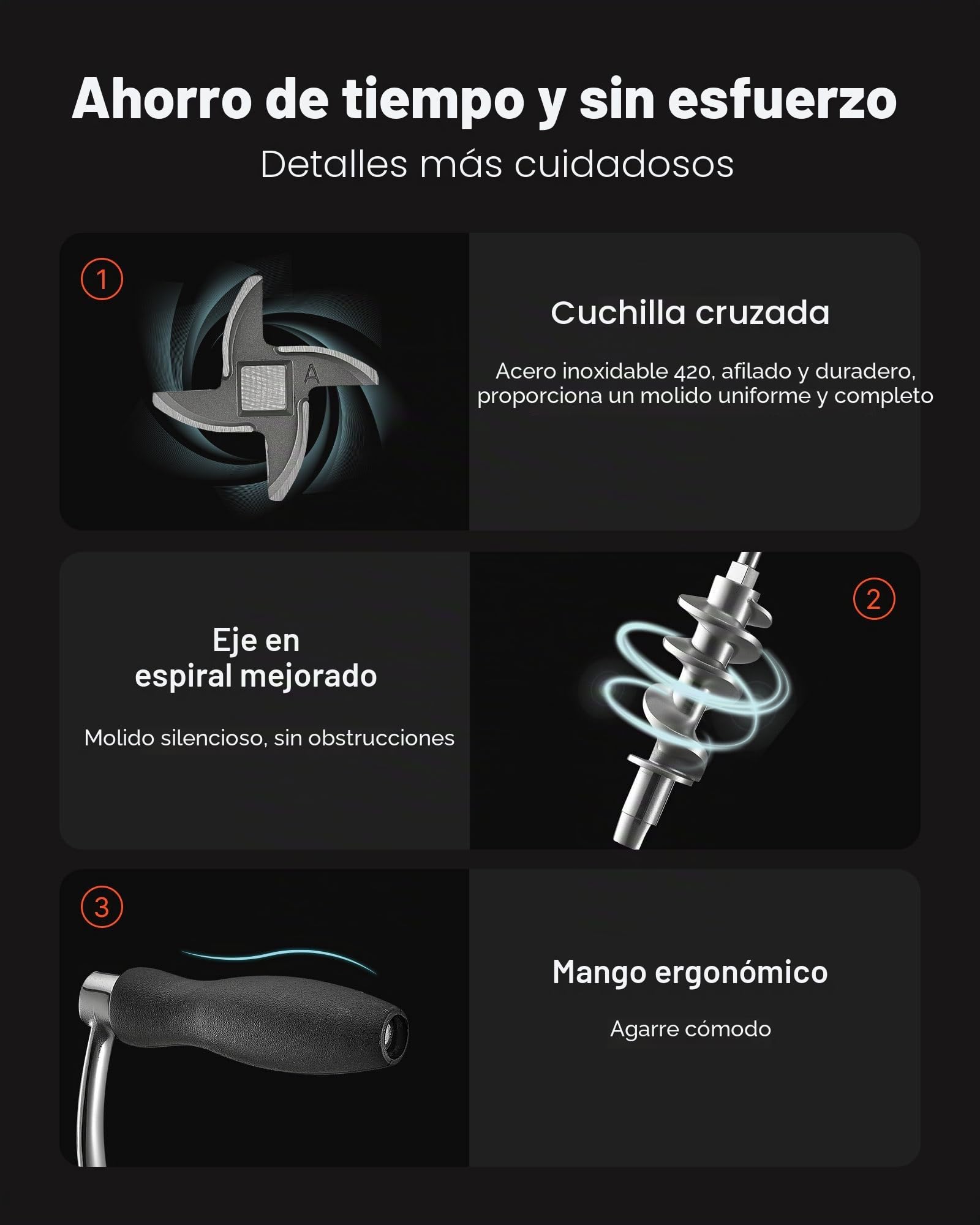 VEVOR Picadora de Carne Manual de Acero Inoxidable 304 con Manivela y Abrazadera de Acero para Mesa Máquina para Moler Carne con Placa de Corte y Tubo Ideal para Carne de Res, Cocina, Restaurante