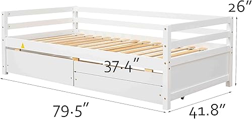 Miniatura 2 de Sofá cama individual con 2 cajones, moderno sofá cama para niños, adolescentes y adultos, marco de cama de día de madera para dormitorio, sala de