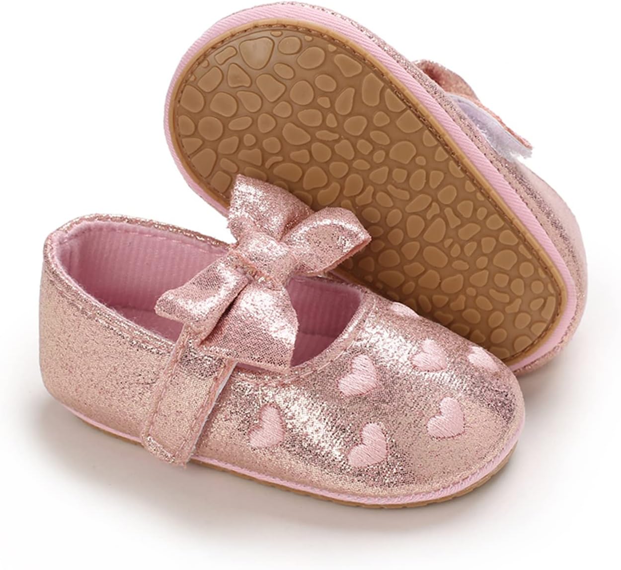 LAFEGEN Baby Girls Mary Jane Flats with Bownot Non Slip Soft Sole PU Leather Newborn Infant Toddler First Walker Cirb Dress Shoes