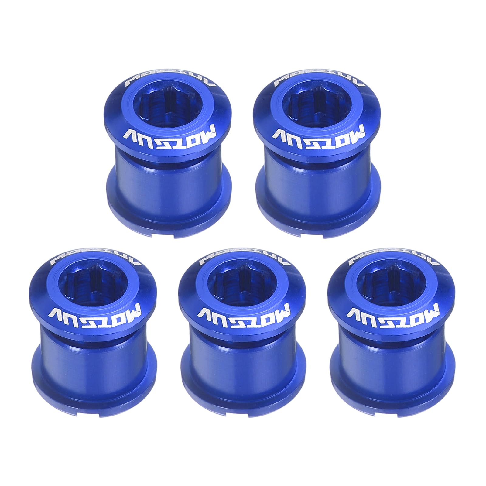 sourcing map 5pcs Double Chain Ring Bolts M8 Aluminum Alloy Bicycle Crankset Nuts Chainwheel Screw for Road Bike Mountain Bike, Blue