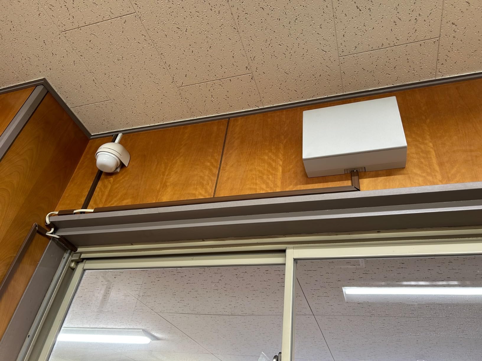 A wooden wall-mounted TOA speaker, the very tannoy that could have announced the Declaration of Independence
