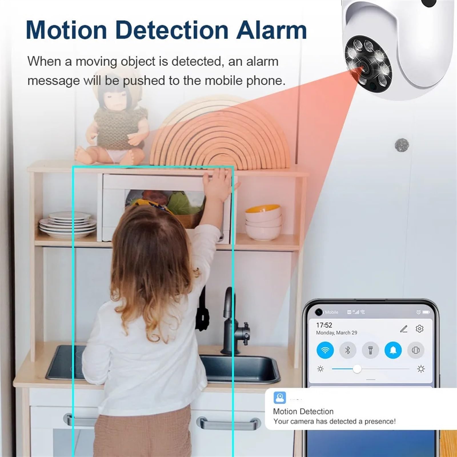 Telecamera Wifi Esterno, 1080P HD Wireless Lampadina Telecamera di sicurezza Visione notturna a colori Audio bidirezionale Tracciamento automatico Telecamera PTZ domestica ,Sicurezza, Antifurto(1080P