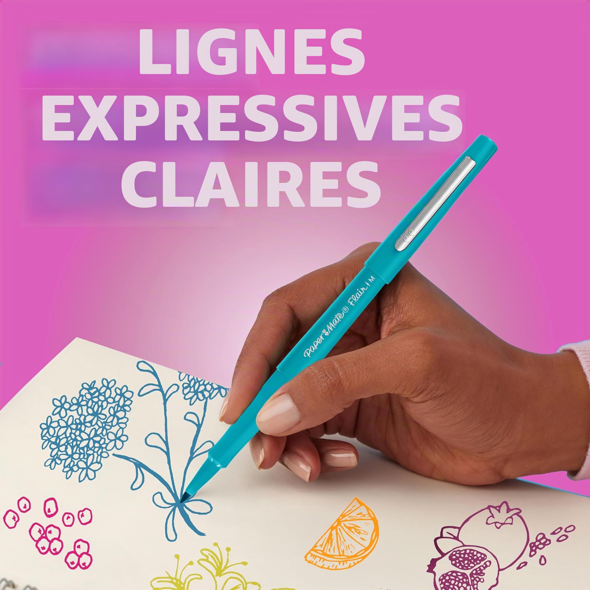 Paper Mate Flair Stylos feutres | Feutres de coloriage sans fuite à pointe moyenne (0,7 mm) | Encre bleue | Idéal pour écrirescrapbookingdessineretc. | Boîte de 36