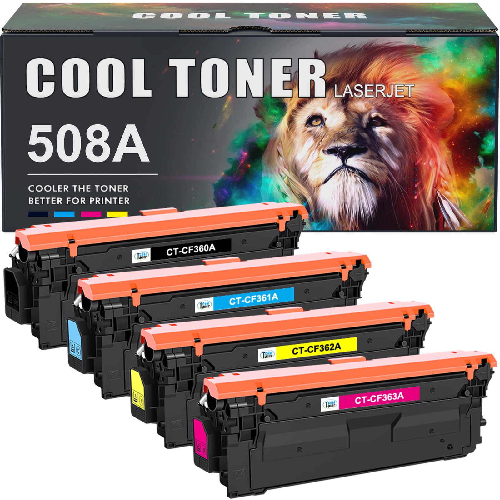 Compatible Toner Cartridge Replacement for HP 508A 508X CF360X CF360A Work with Color Enterprise M553dn M577 M553 CF361A CF362A CF363A Printer Ink (Black Cyan Yellow Magenta 4Pack)