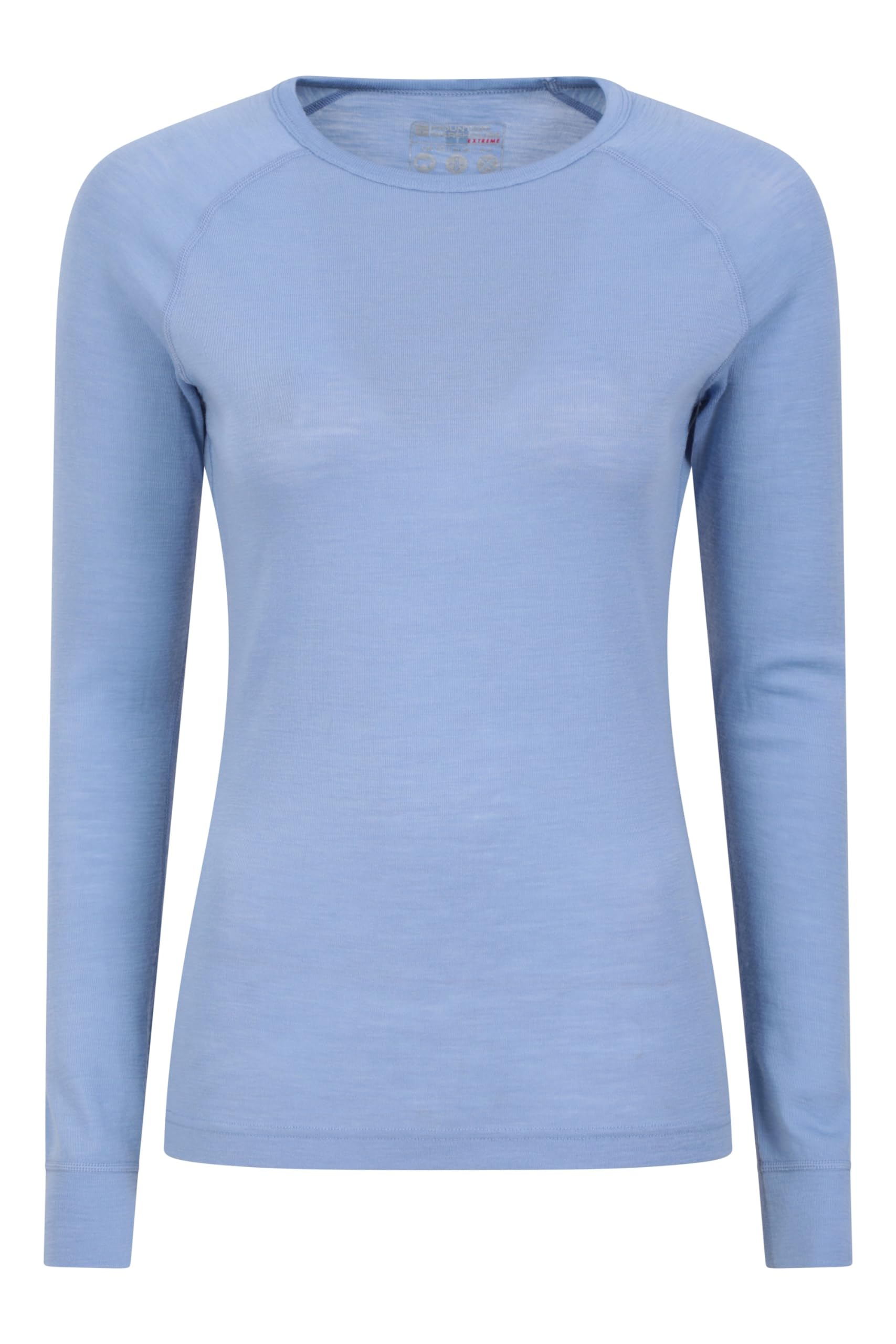 Mountain Warehouse Women's Blue Merino Thermal Baselayer Top - Lightweight, Antibacterial & Breathable T Shirt - For Travel, Hiking, Camping, Skiing, Snowboard Size 6