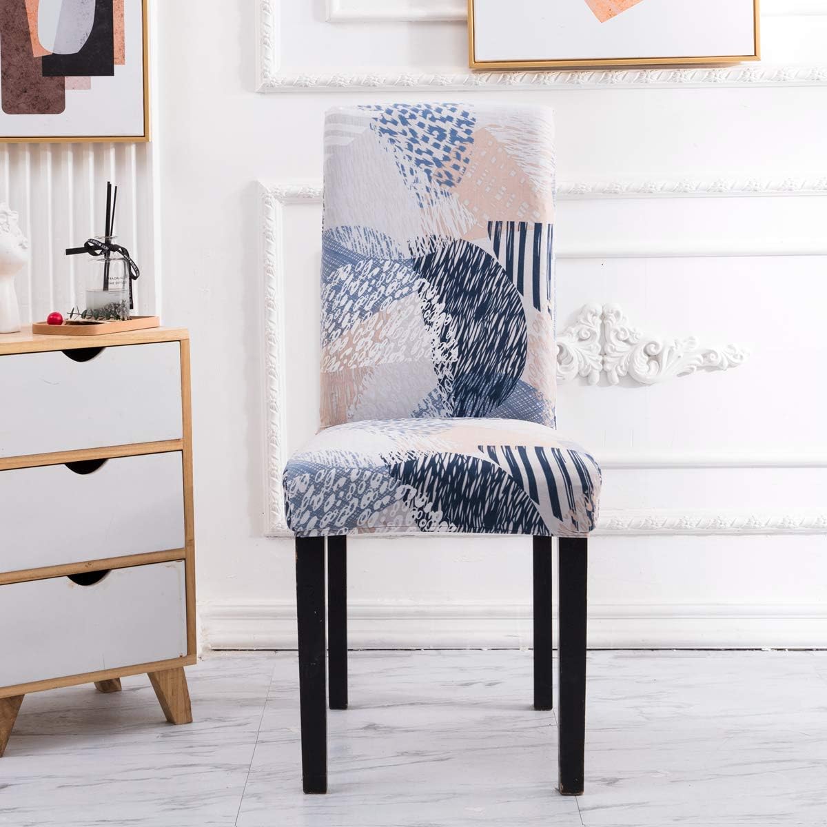 🔥 Hot Deals Mecerock Fit Stretch Jacquard Removable Washable Short Dining Chair Covers Seat Slipcover for Hotel,Dining Room,Ceremony,Banquet Wedding Party (6, STKHEI)