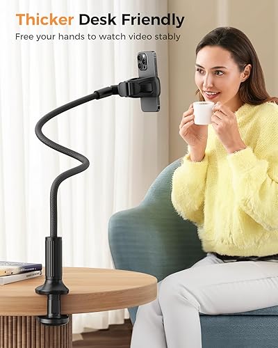 Miniatura 25 de Saiji Gooseneck - Soporte universal para teléfono celular, soporte de brazo largo flexible, manos libres para teléfonos de 4.0-6.3, montaje Negro