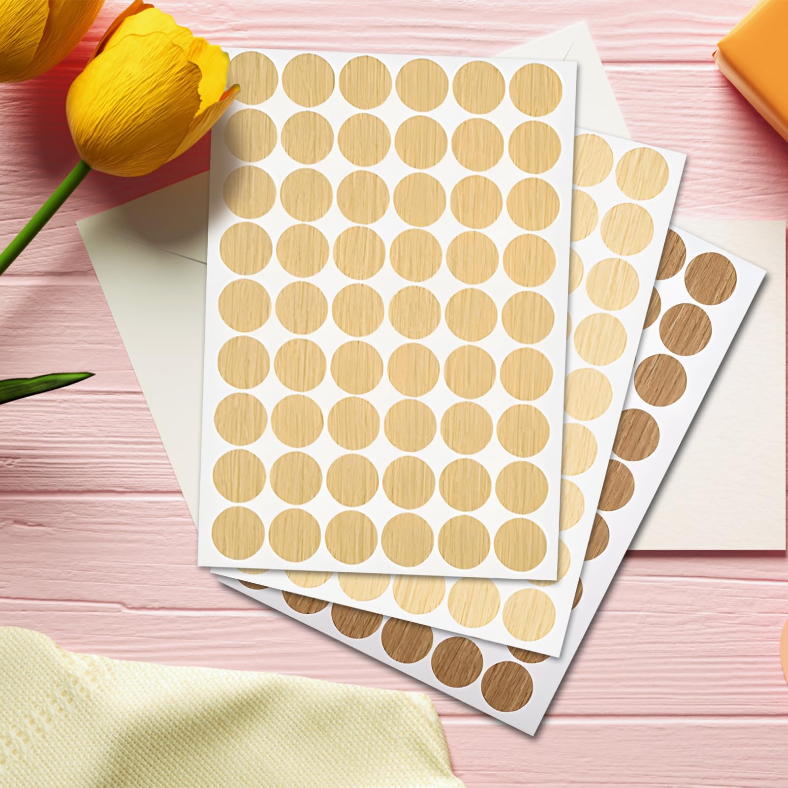 VFANDV 21mm Cache Vis, 216 Pièces Autocollant Bois En Textur