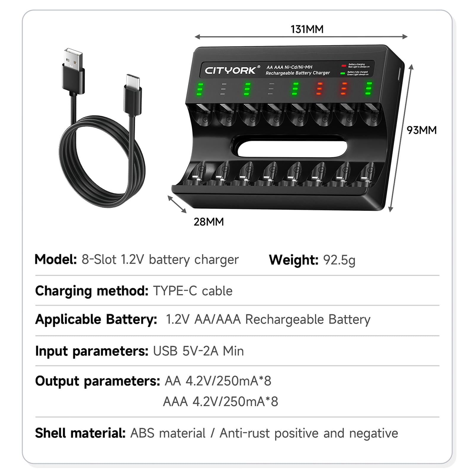 Hybrid Ladegerät Mit 8x AAA Akkus | Für Li-Ion & Ni-MH Batterien