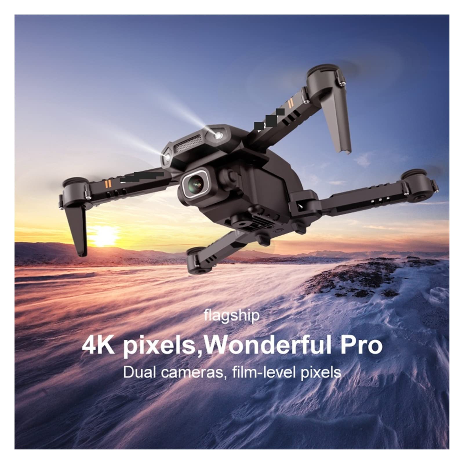 Drone Mini Drone 4K 1080P HD Kamera WiFi FPV Ciśnienie powietrza Wysokość Trzymaj Składany quadkopter RC Drone (Kolor : Podwójny 4K 1B Rozmiar torby: 1) (1080P 1B Box 1)