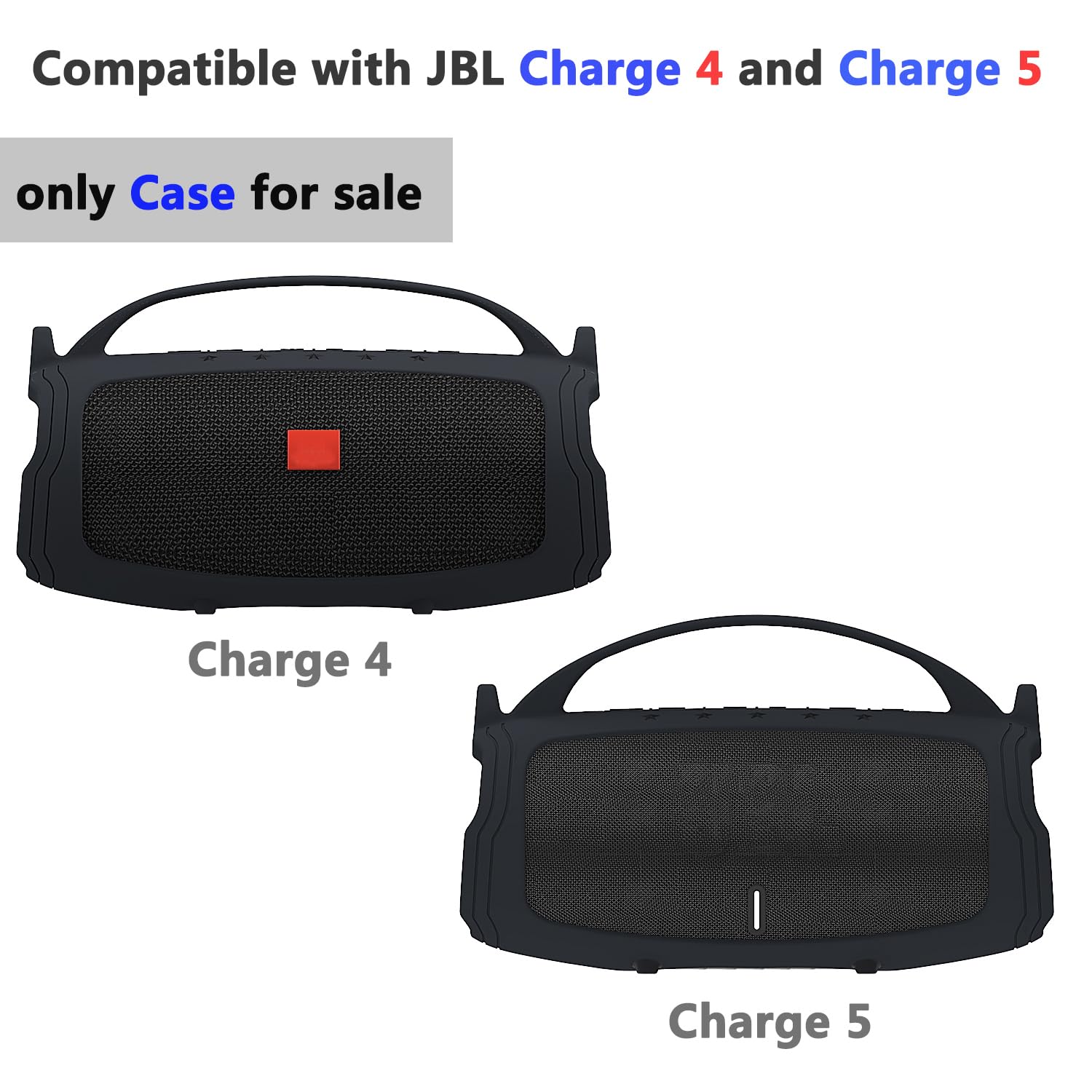 Silicone Cover Case Compatible with JBL Charge 4/5 Portable Bluetooth Speaker, Soft Skin Sleeve for JBL Charge 4/5 Bluetooth Speaker Accessories (Black Case, NOT for Wi-Fi Version)