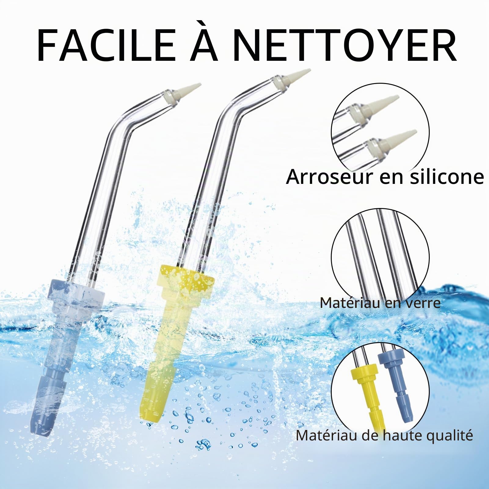 2 embouts de rechange pour Waterpik hydropulseur dentaire - Têtes de rechange pour enlever la plaque parodontale - Outils de nettoyage dentaire