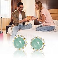 Vista 68 de Jade Earrings Studs,Green Jade Earrings for Women,925 Sterling Silver Earrings Studs for Sensitive Ears,Handmade Jade Earrings for Birthday