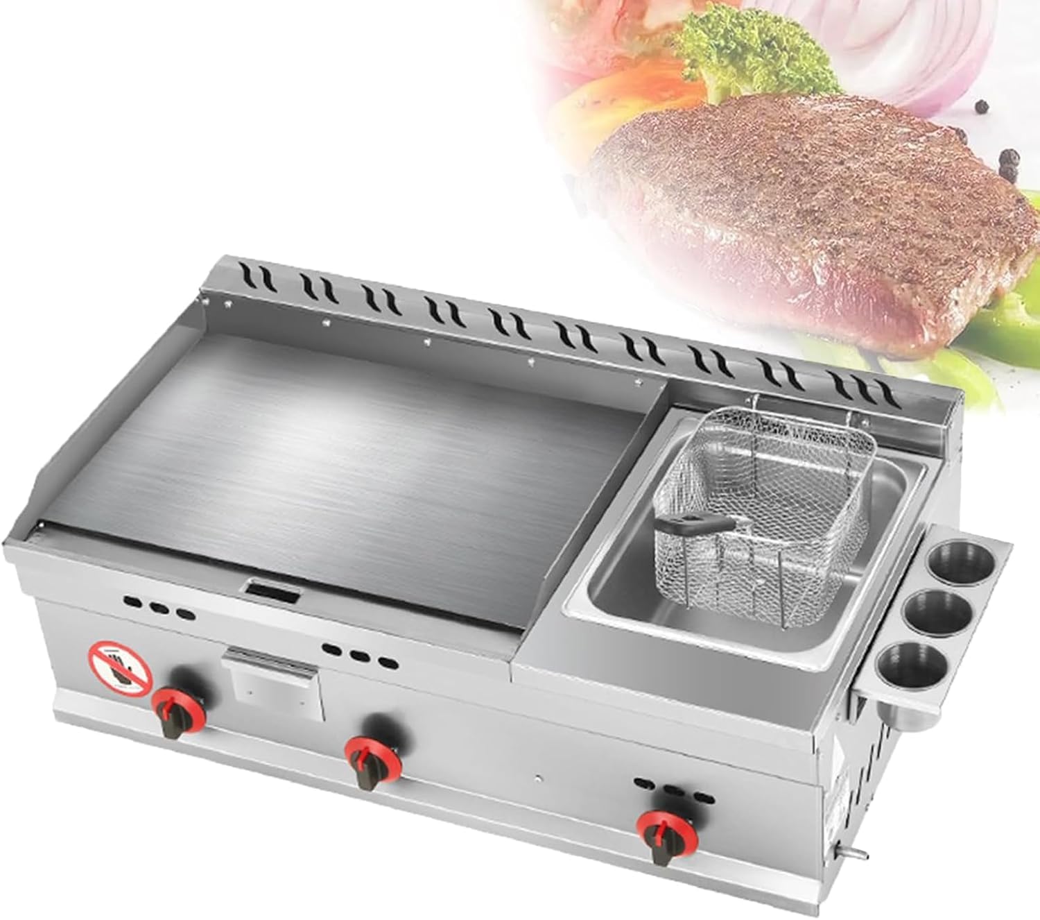 Electric Griddles,Commercial Gas Griddle, Countertop Flat Top Griddle Stainless Steel Grill, Teppanyaki Fry Pan with Adjustable Temperature, Kitchen Gas Grill