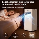 Aridis Climatiseur Mobile 9000 BTU - Climatiseur Portable 4 en 1 Silencieux - Télécommande, Minuterie 24h & Mode Sommeil,Clim Mobile pour Maison et Bureau,Kit d'Évacuation par Fenêtre Inclus - 4