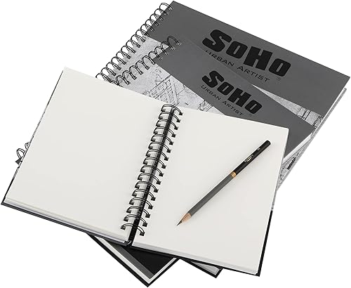 Miniatura 4 de Soho Urban Artist Paquete de 2 blocs de bocetos de 9 x 12 pulgadas, 100 hojas de papel encuadernado en espiral (75 libras3.88 ozm) para artistas