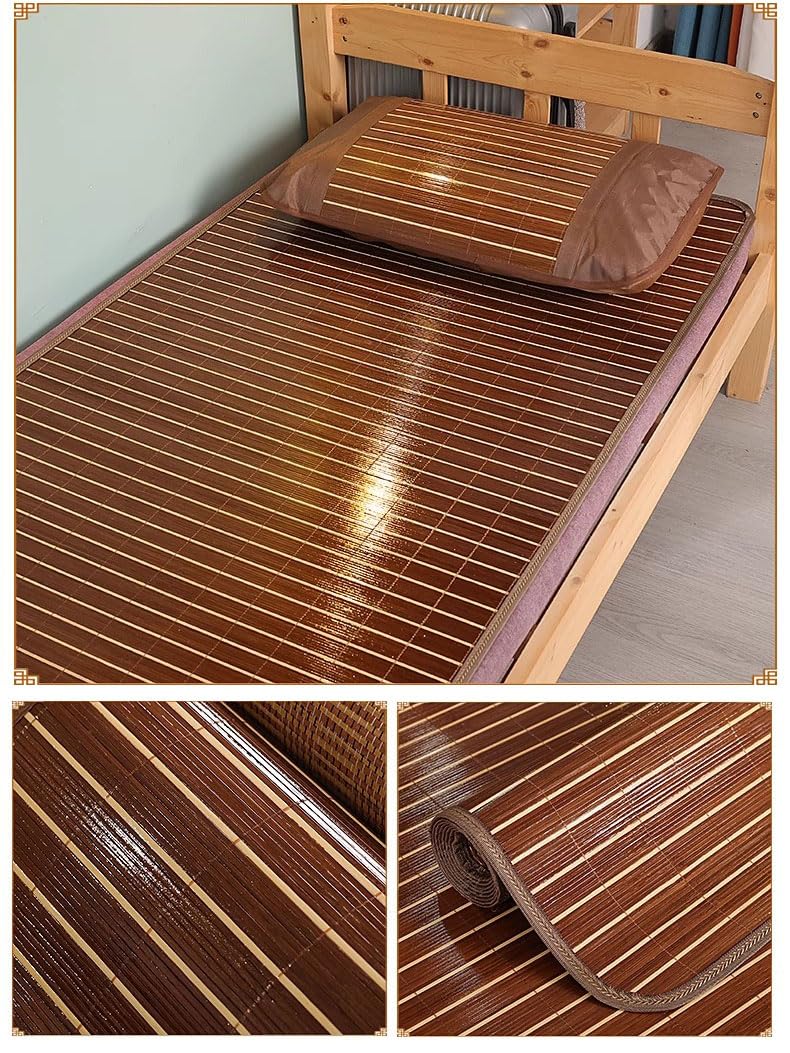 Tapis rafraîchissant d'été, Tapis de Couchage d'été en Bambou Pliable avec taie d'oreiller, Plusieurs Tailles(90cmx190cm)