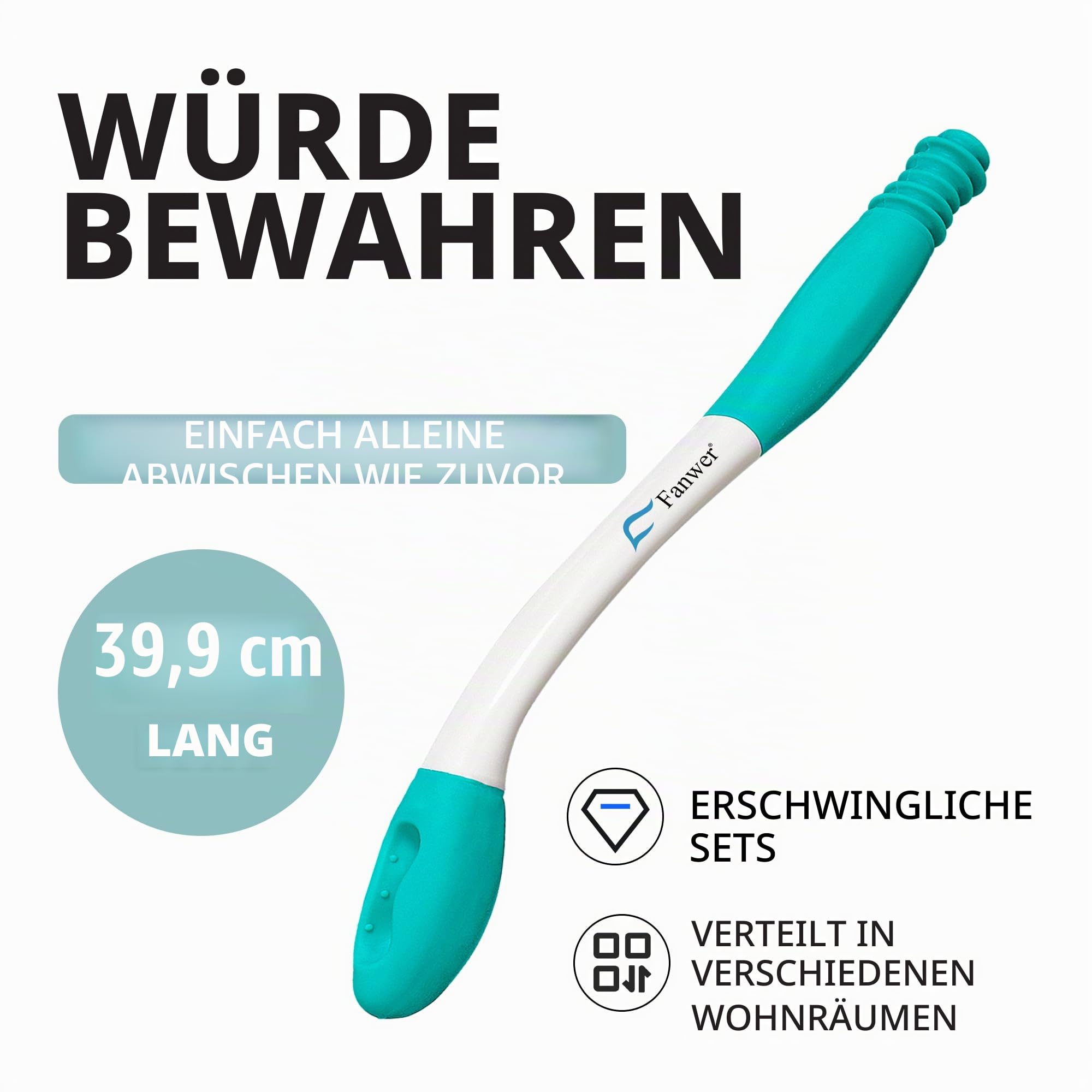 2 Stück Abwischhilfe für Po - Toilettenhilfe zum Abwischen des Gesäßes, WC-Hilfsmittel für Senioren, 38cm Lange Reichweite Comfort Wipe
